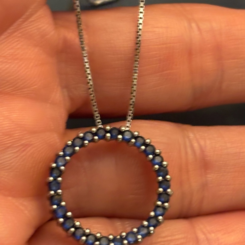 Zales Sterling Silver Sapphire Infinity Pendant Necklace